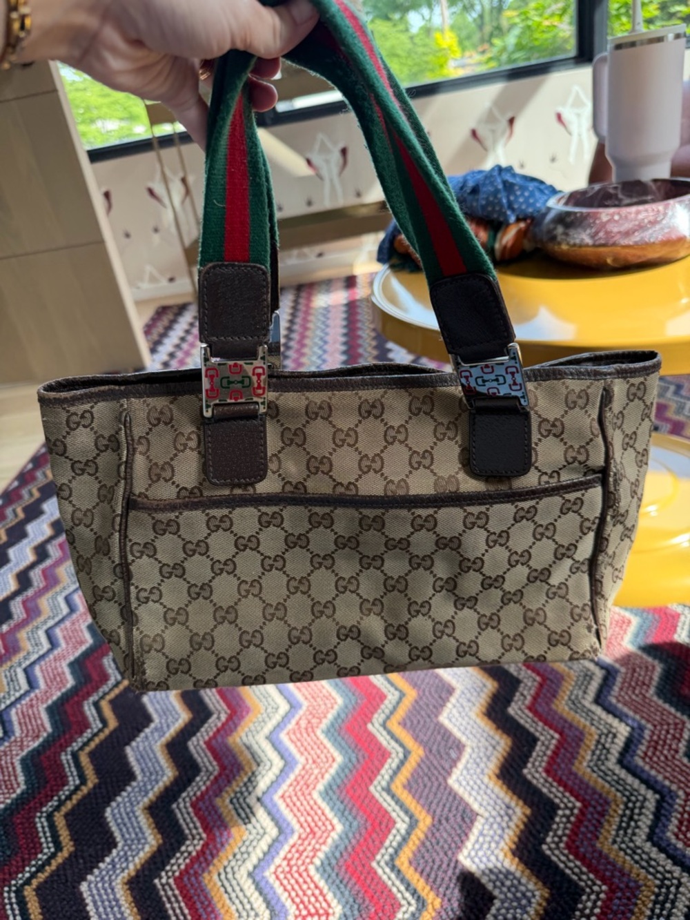 vintage Gucci GG canvas web stripe tote